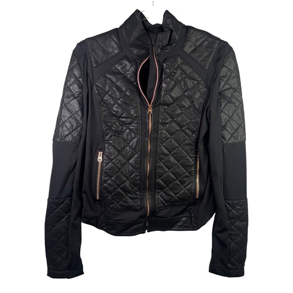 Victoria's Secret Jackets & Blazers - Victoria Sport Quilted Faux Leather Moto Jacket Rose Gold‎ Black XS Athleisure